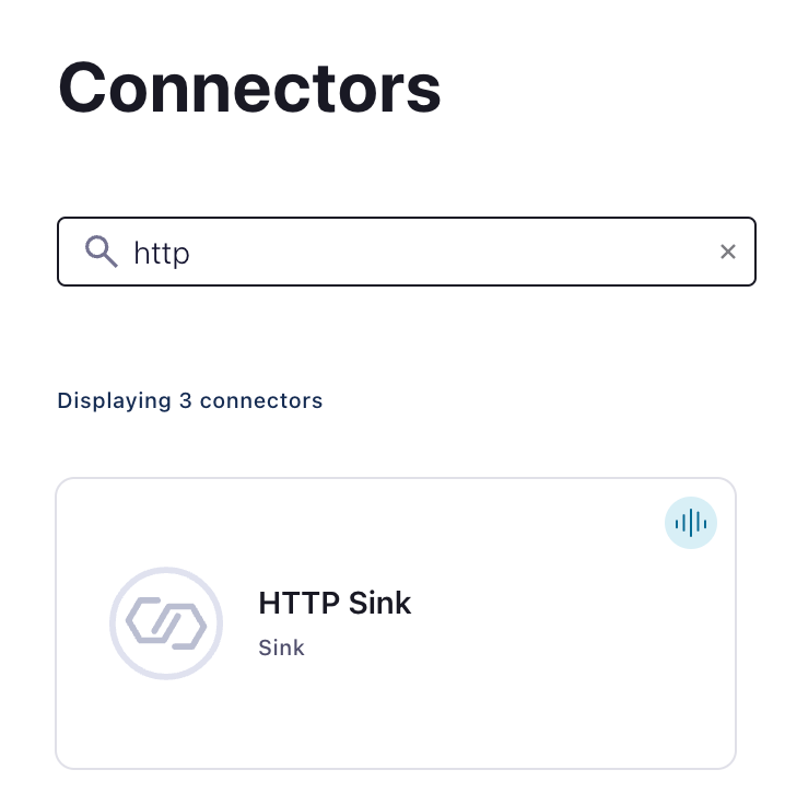 Confluent Cloud interface showing how to create an HTTP Sink connector - Zoomed
